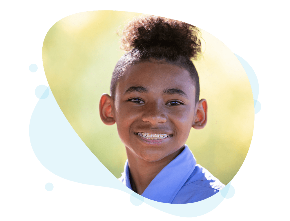 African American boy with braces